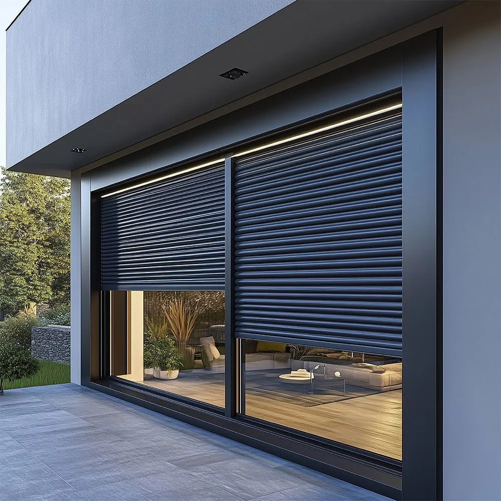 Rulouri exterioare din aluminiu antracit la vilă modernă