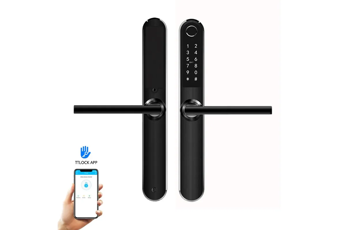 Locksy Titan - yala smart antracit montată pe ușă termopan